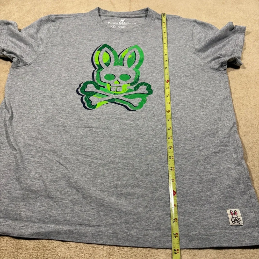 Psycho Bunny Mens Gray‎ Graphic Tee Skull Bunny Logo Size 6 Pima Cotton
